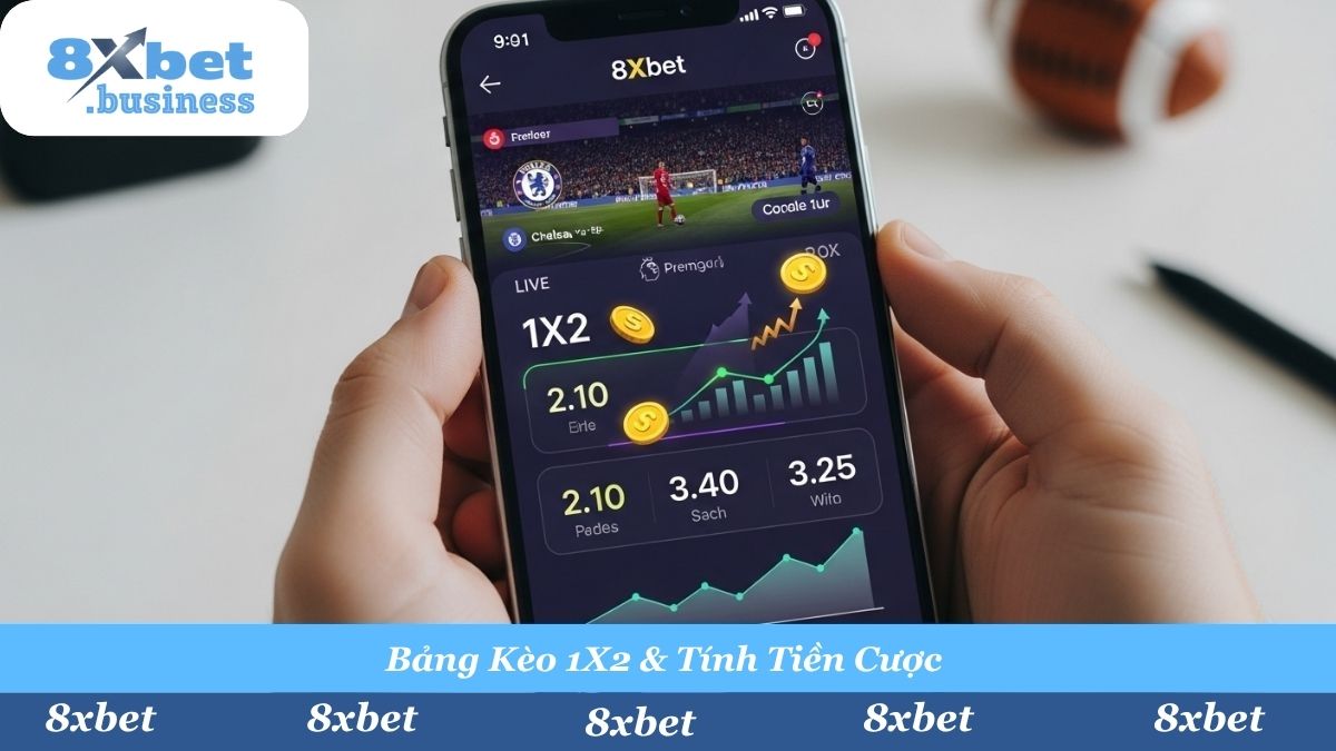 Cách đọc bảng kèo 1X2 trên ứng dụng 8Xbet và công thức tính tiền thắng cược cực kỳ đơn giản.